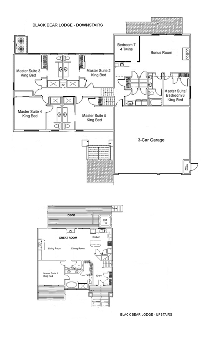 Floor Plan for Black Bear Lodge, 7 Bedrooms - Sunriver, Oregon