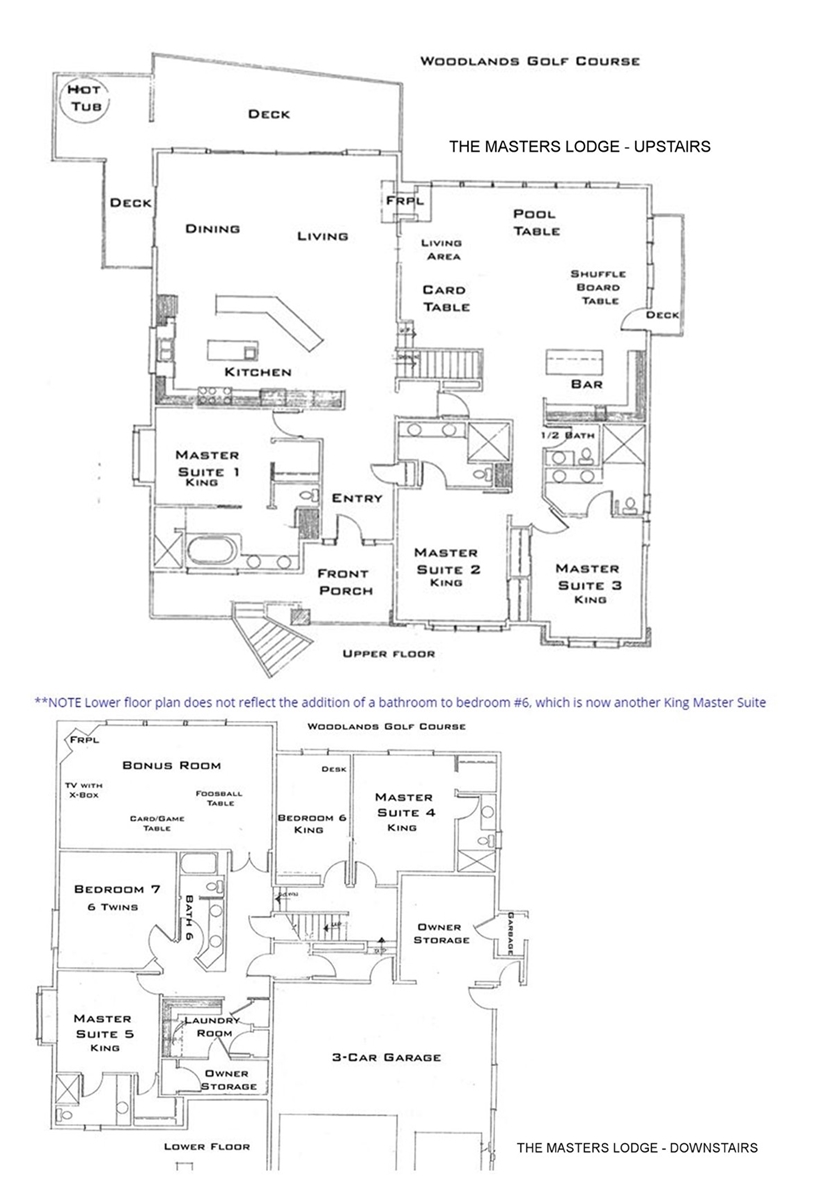 Floor Plan for The Masters Lodge, 7 Bedrooms - Sunriver, Oregon [NEW PHOTOS!]