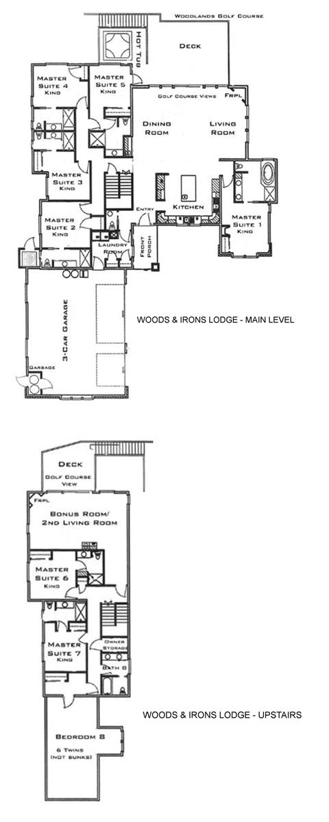 Floor Plan for Woods & Irons Lodge, 8 Bedrooms - Sunriver, Oregon [NEW PHOTOS!]